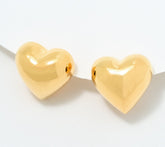 Silver Style Sterling Silver Gold Clad Bold Puffy Heart Stud Earrings
